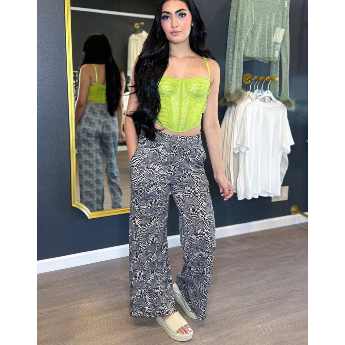 Knit Patterned Elastic Pants