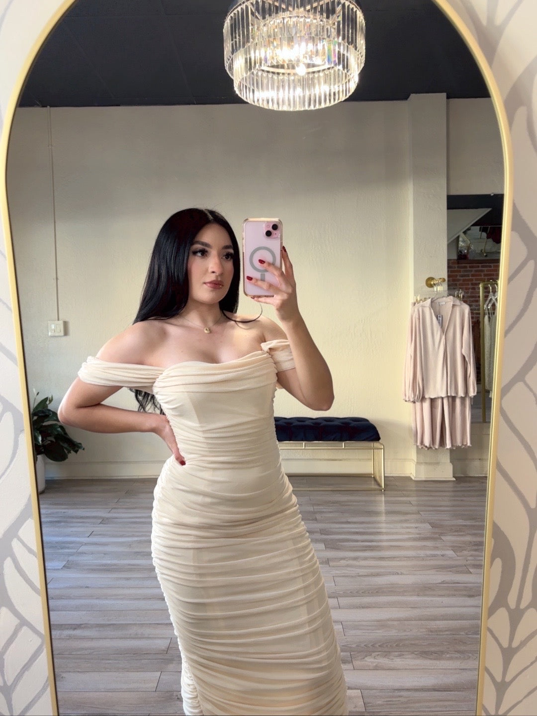 Tube Off Shoulder Midi Dress