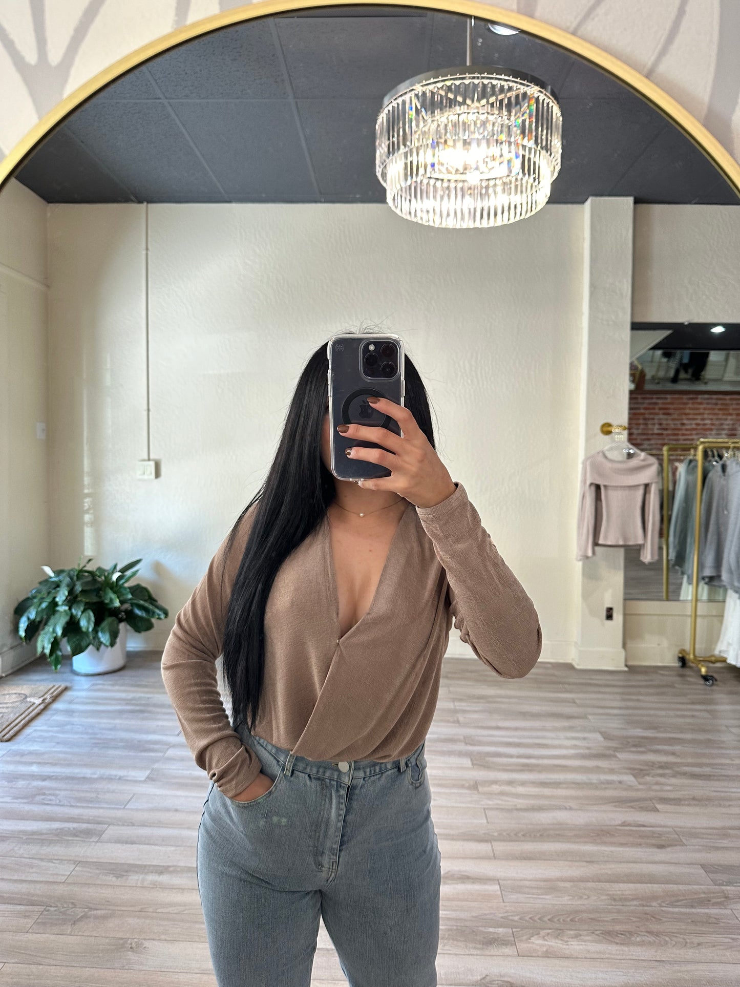 Long Sleeve Surplice Bodysuit