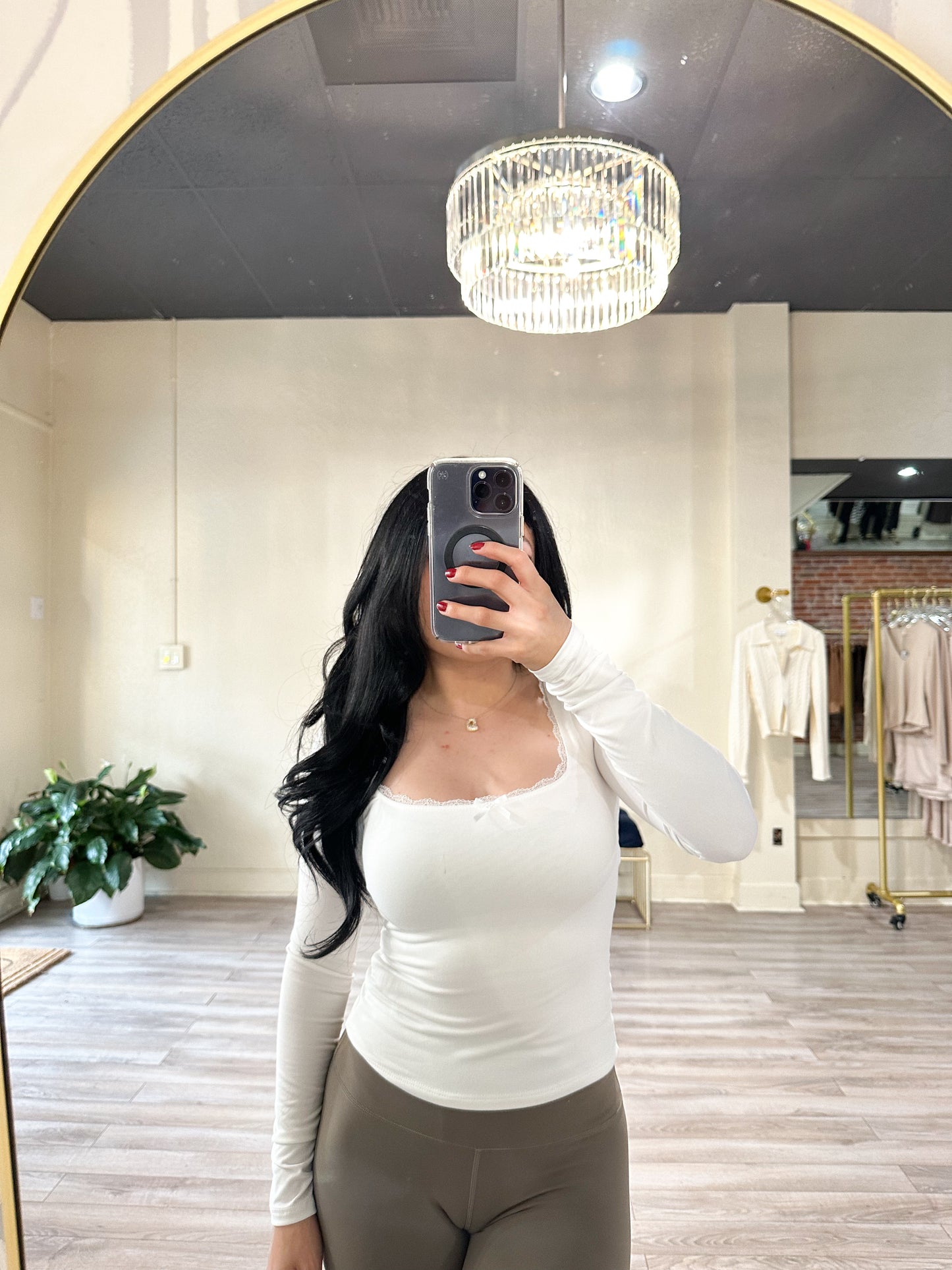 Long Sleeve Deep Scoop Casual Top