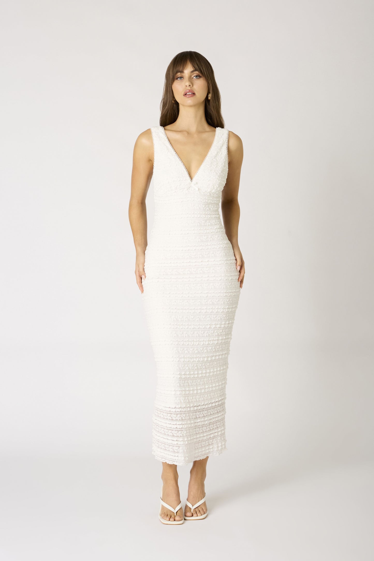 Textured Lace Midi Dress