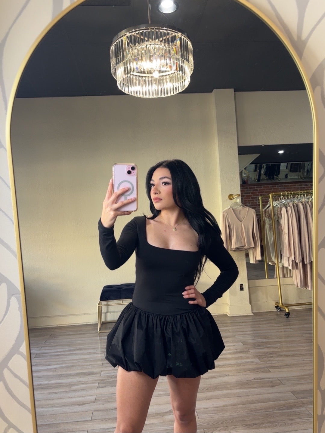 Long Sleeve Bubble Mini Dress