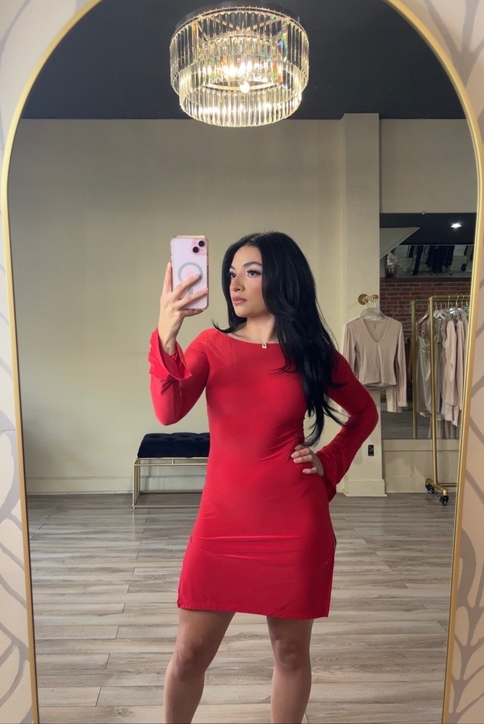 Long Bell Sleeve Mini Dress