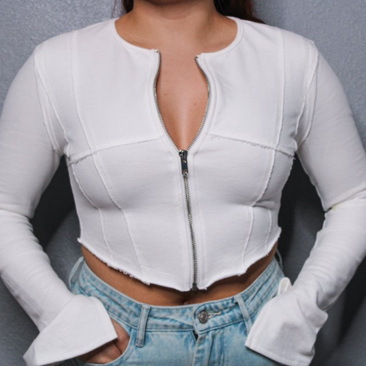 Long Sleeve Zip Up Crop Top