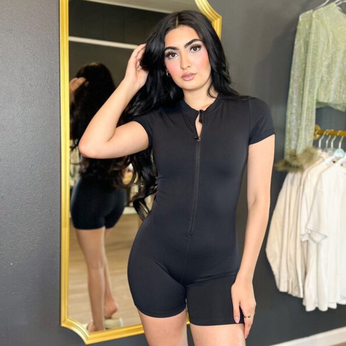 Black Cycling Romper