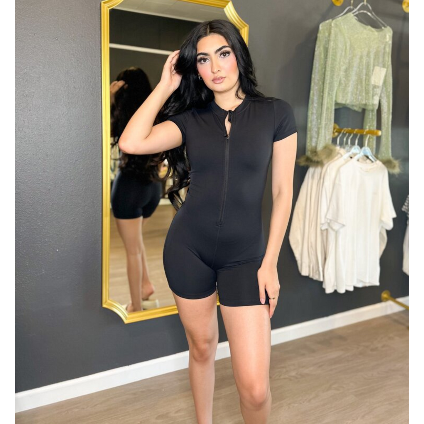 Black Cycling Romper