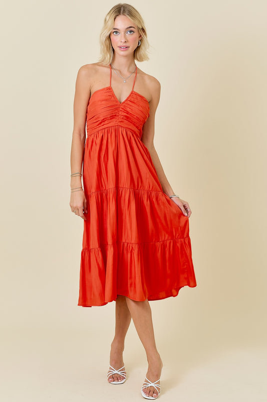 Halter Tiered Midi Dress