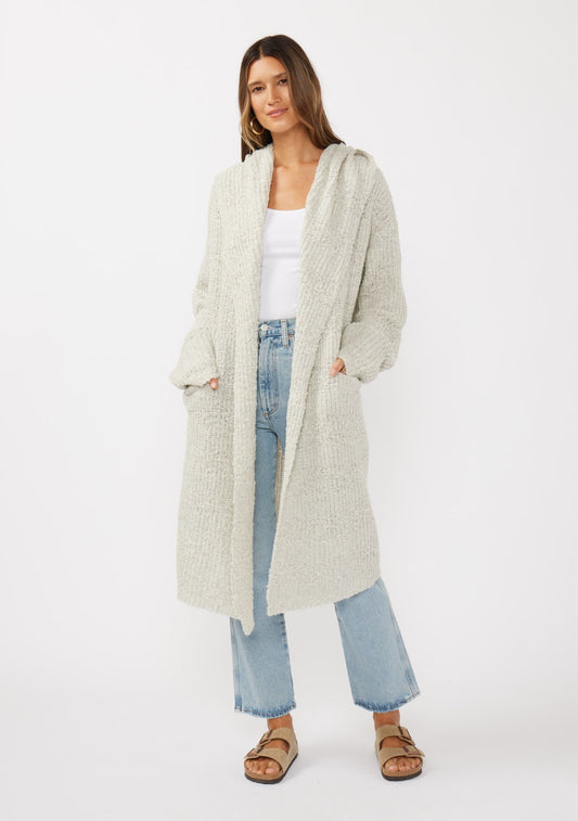 Novelty Solid Space Dye Hooded Cardigan